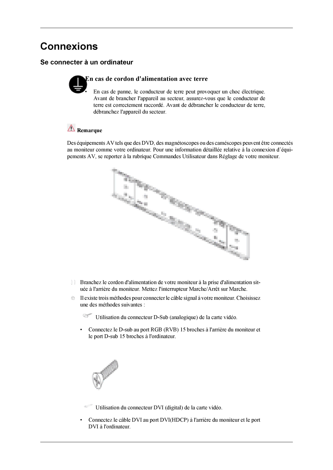 Samsung LH46MWTLBN/EN, LH46MSPLBM/EN, LS46BPTNS/EDC, LH46MSTLBM/EN, LH40MSTLBM/EN Connexions, Se connecter à un ordinateur 