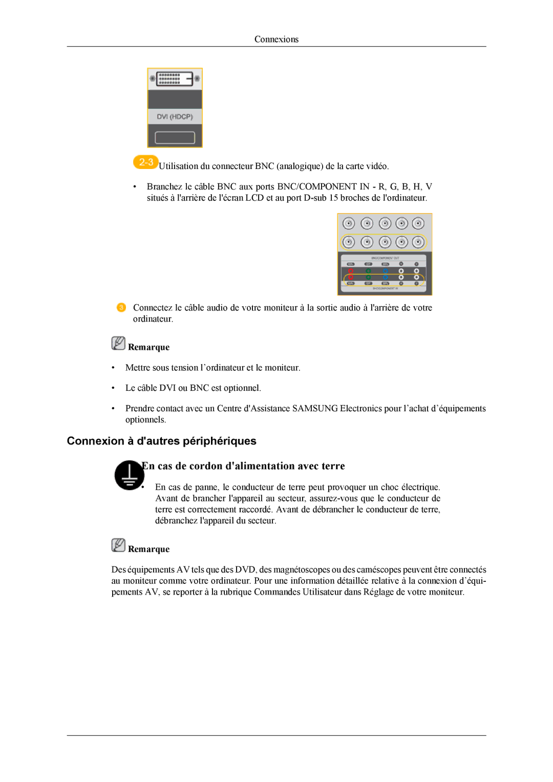 Samsung LH46MSPLBM/EN, LH46MWTLBN/EN, LS46BPTNS/EDC, LH46MSTLBM/EN, LH40MSTLBM/EN manual Connexion à dautres périphériques 