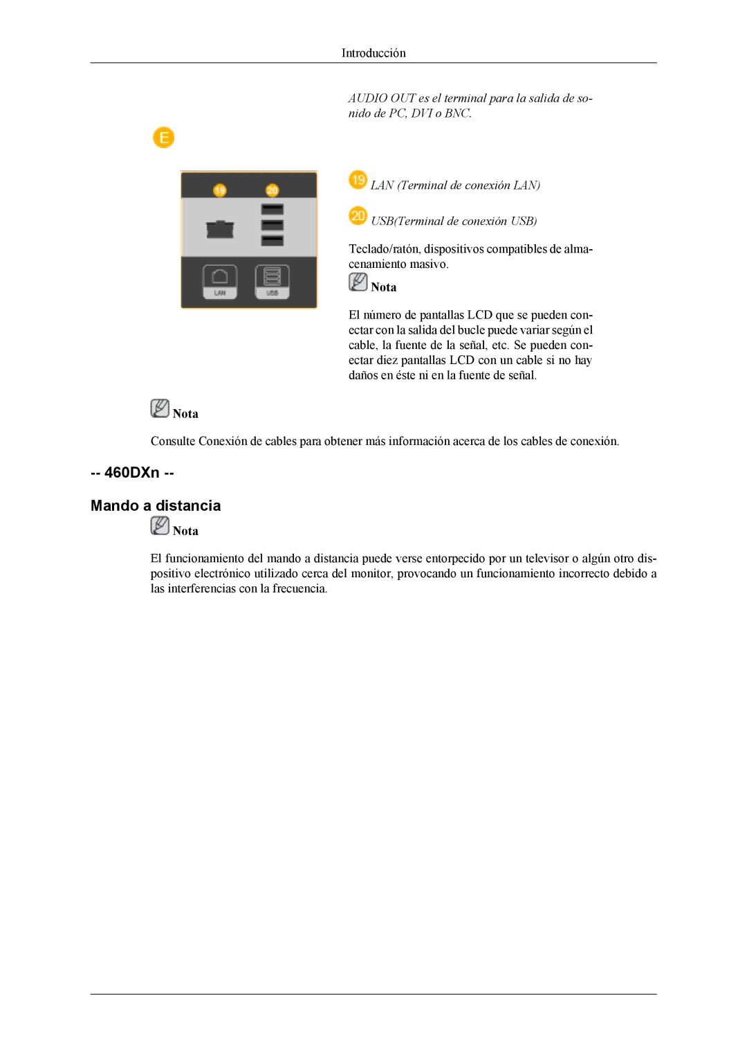 Samsung LS46BPTNB/EDC, LH46MWTLBN/EN, LH46MSPLBM/EN, LS46BPTNS/EDC, LH46MSTLBM/EN, LH40MSTLBM/EN manual 460DXn Mando a distancia 