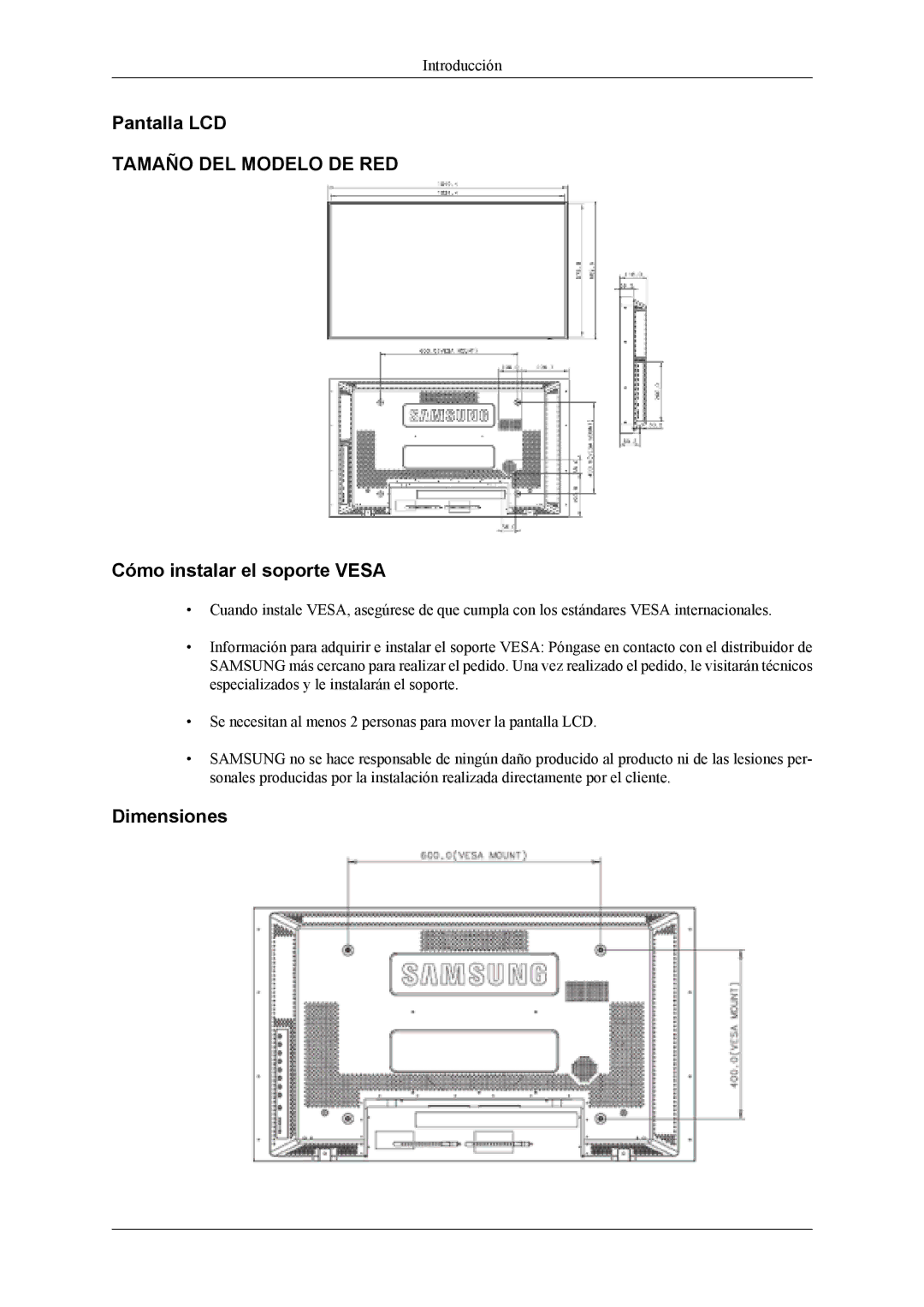 Samsung LS46BPTNS/EDC, LH46MWTLBN/EN, LH46MSPLBM/EN, LH46MSTLBM/EN, LH40MSTLBM/EN, LH46MSTLBB/EN, LH40MSTLBB/EN Pantalla LCD 