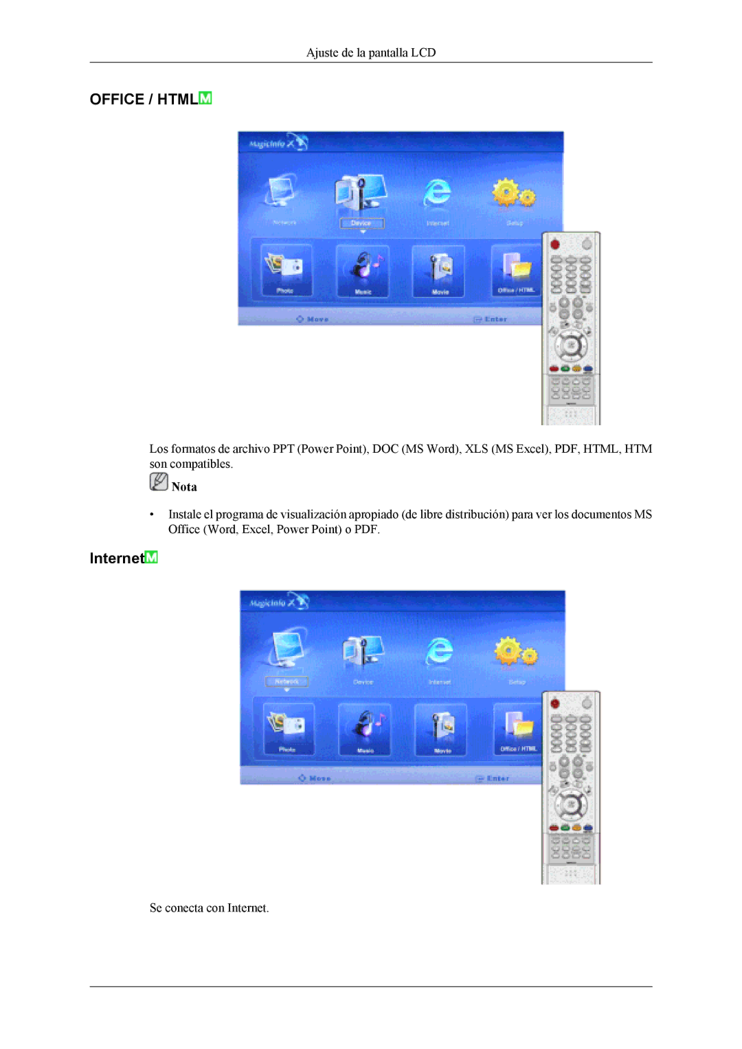 Samsung LH40MSPLBM/EN, LH46MWTLBN/EN, LH46MSTLBM/EN, LH40MSTLBM/EN, LH46MSTLBB/EN, LH40MSTLBB/EN manual Office / Html, Internet 