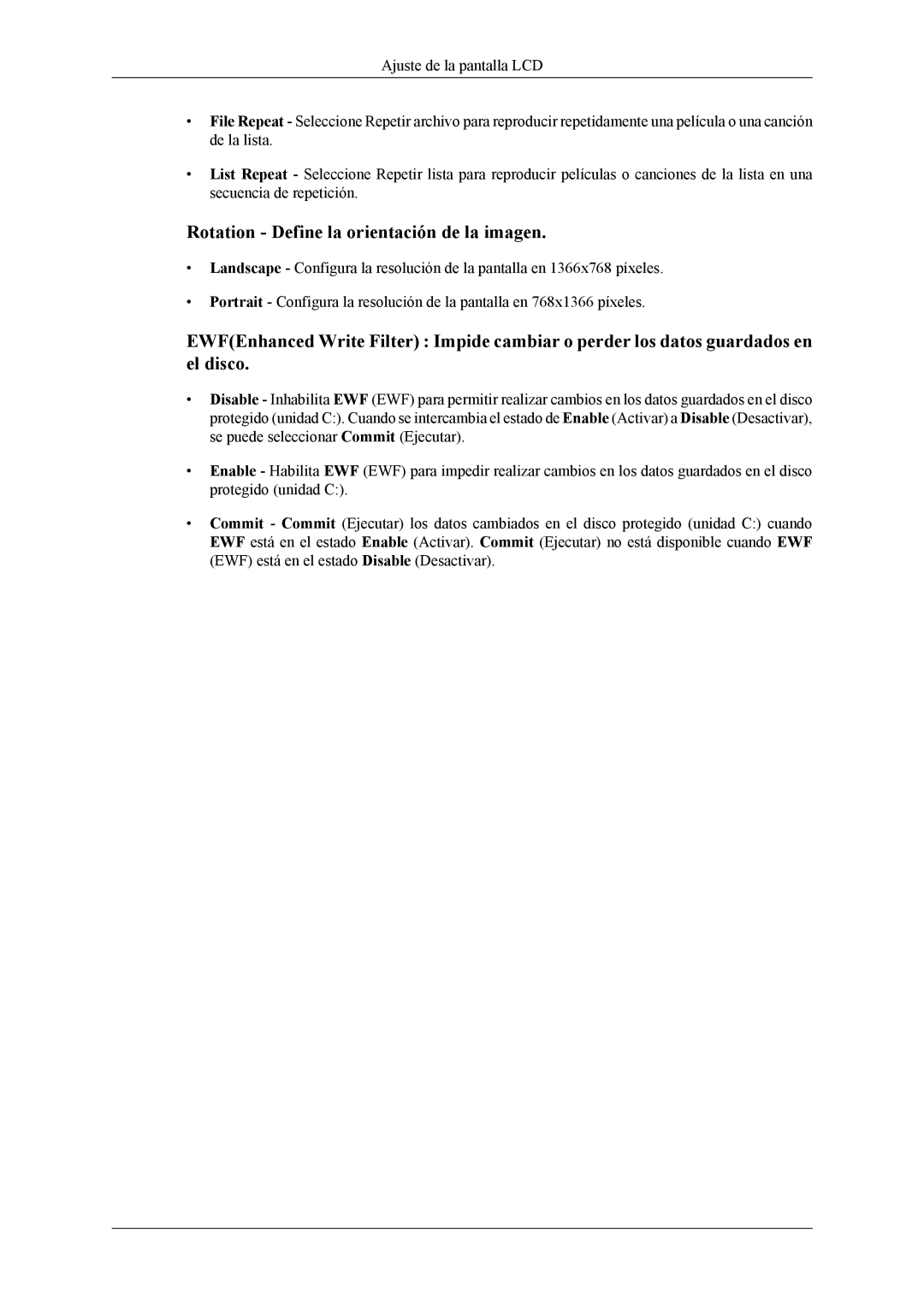 Samsung LH46MSTLBM/EN, LH46MWTLBN/EN, LH40MSTLBM/EN, LH46MSTLBB/EN, LH40MSTLBB/EN Rotation Define la orientación de la imagen 