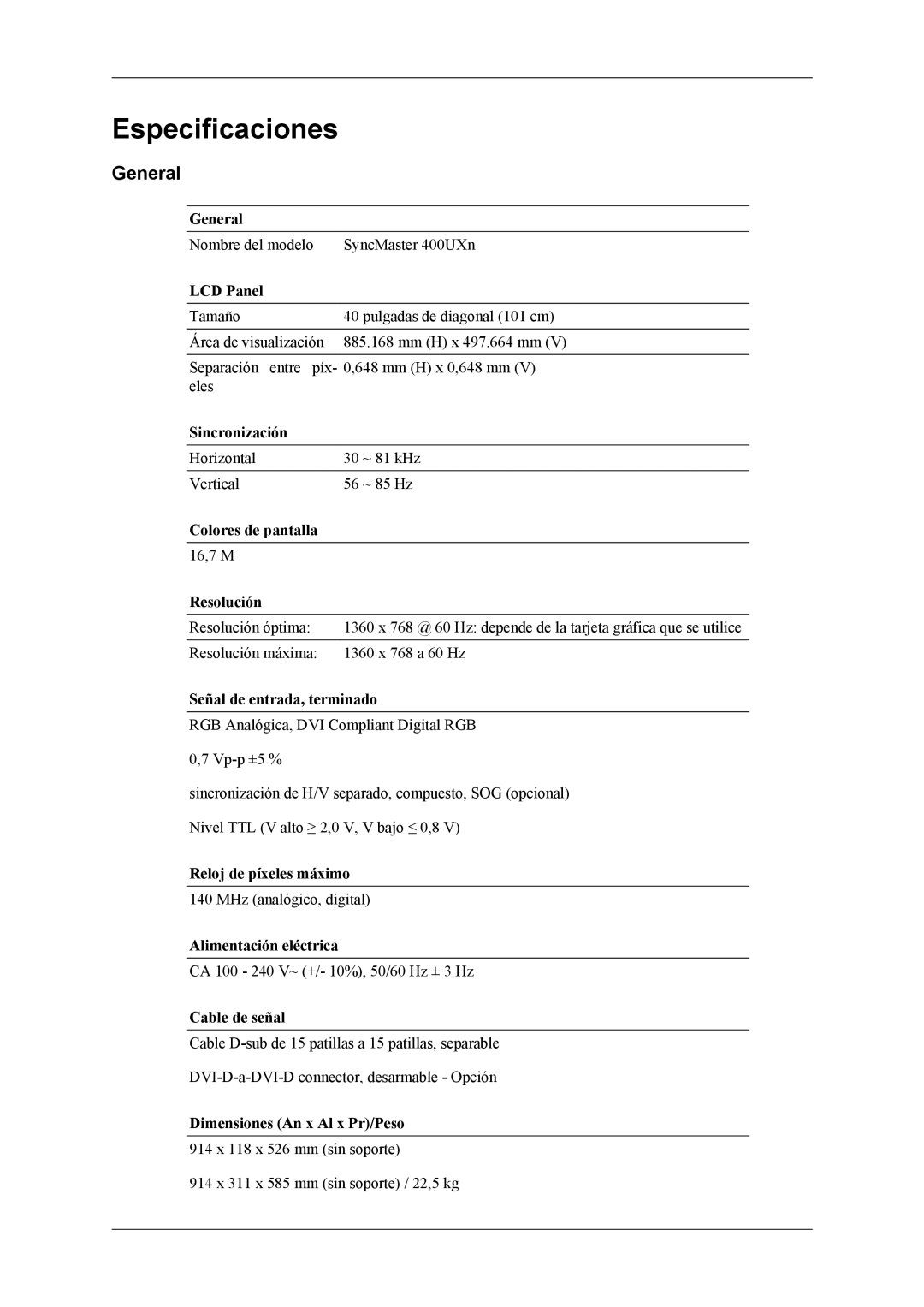 Samsung LH46MWTLBN/EN, LH46MSTLBM/EN, LH40MSTLBM/EN, LH46MSTLBB/EN, LH40MSTLBB/EN, LH40MSPLBM/EN, LH40MSTLBN/EN manual General 