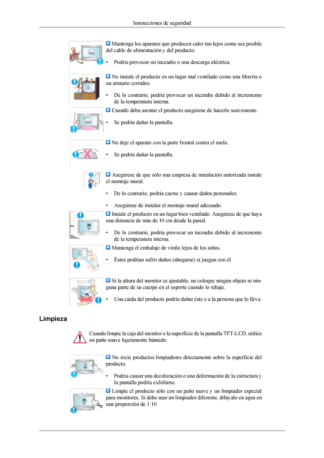 Samsung LH40MSTLBB/EN, LH46MWTLBN/EN, LH46MSTLBM/EN, LH40MSTLBM/EN, LH46MSTLBB/EN, LH40MSPLBM/EN, LH40MSTLBN/EN manual Limpieza 