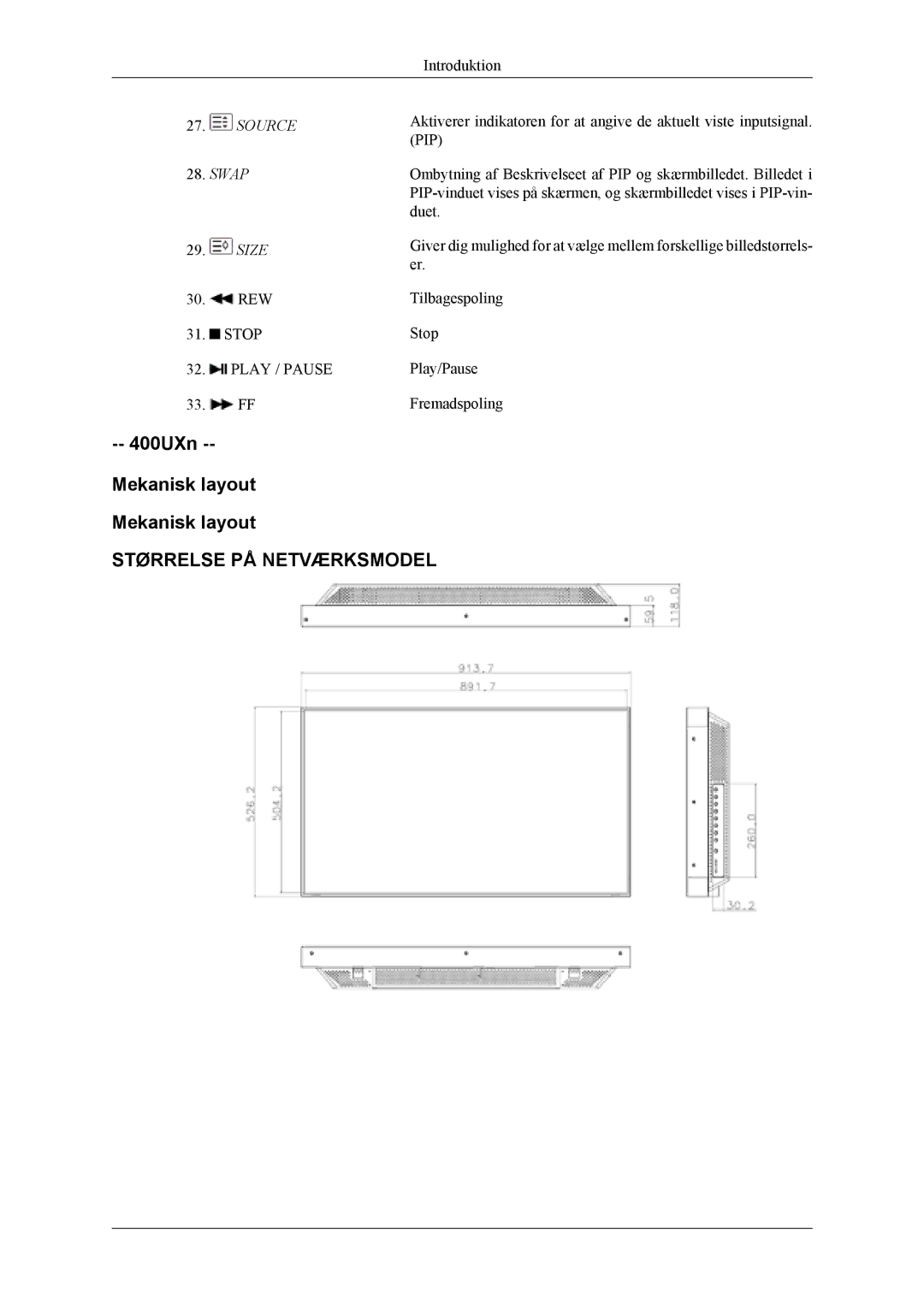 Samsung LH46MWTLBN/EN, LH46MSTLBM/EN, LH40MSTLBM/EN, LH46MSTLBB/EN, LH40MSTLBB/EN, LH40MSPLBM/EN 400UXn Mekanisk layout, Swap 