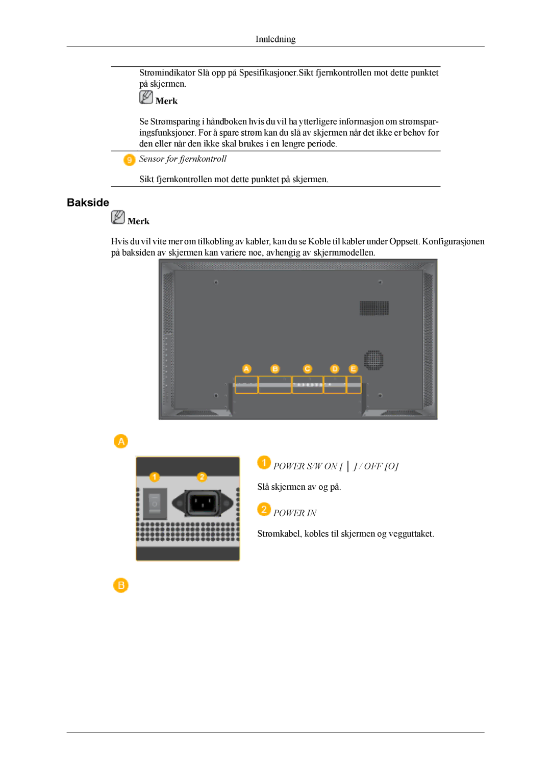 Samsung LH46MWTLBN/EN, LH46MSTLBM/EN, LH40MSTLBM/EN, LH46MSTLBB/EN, LH40MSTLBB/EN, LH40MSPLBM/EN manual Bakside, Merk 