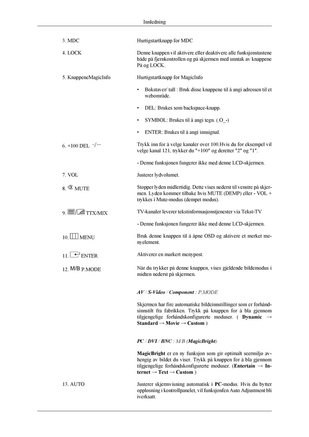 Samsung LH40MSTLBM/EN, LH46MWTLBN/EN, LH46MSTLBM/EN, LH46MSTLBB/EN, LH40MSTLBB/EN manual AV / S-Video /Component P.MODE 