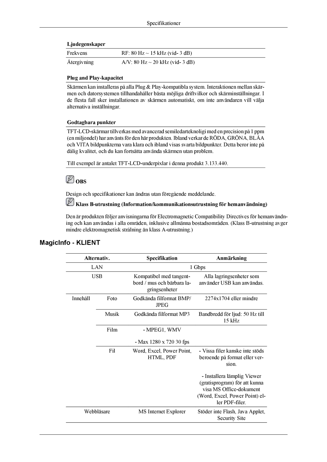 Samsung LH46MWTLBN/EN, LH46MSTLBM/EN, LH40MSTLBM/EN, LH46MSTLBB/EN, LH40MSTLBB/EN, LH40MSPLBM/EN manual MagicInfo Klient 