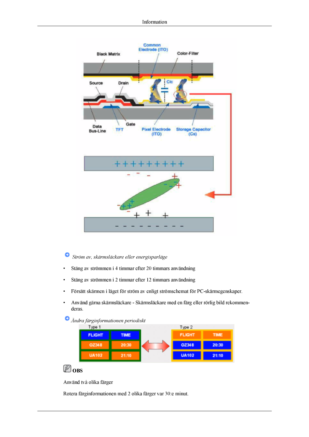 Samsung LH40MSTLBB/EN, LH46MWTLBN/EN, LH46MSTLBM/EN, LH40MSTLBM/EN, LH46MSTLBB/EN manual Ändra färginformationen periodiskt 