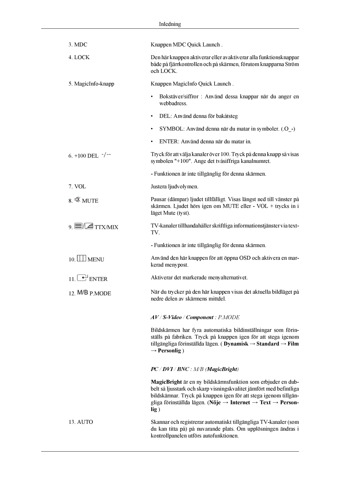 Samsung LH46MSTLBM/EN, LH46MWTLBN/EN, LH40MSTLBM/EN, LH46MSTLBB/EN, LH40MSTLBB/EN manual AV / S-Video /Component P.MODE 