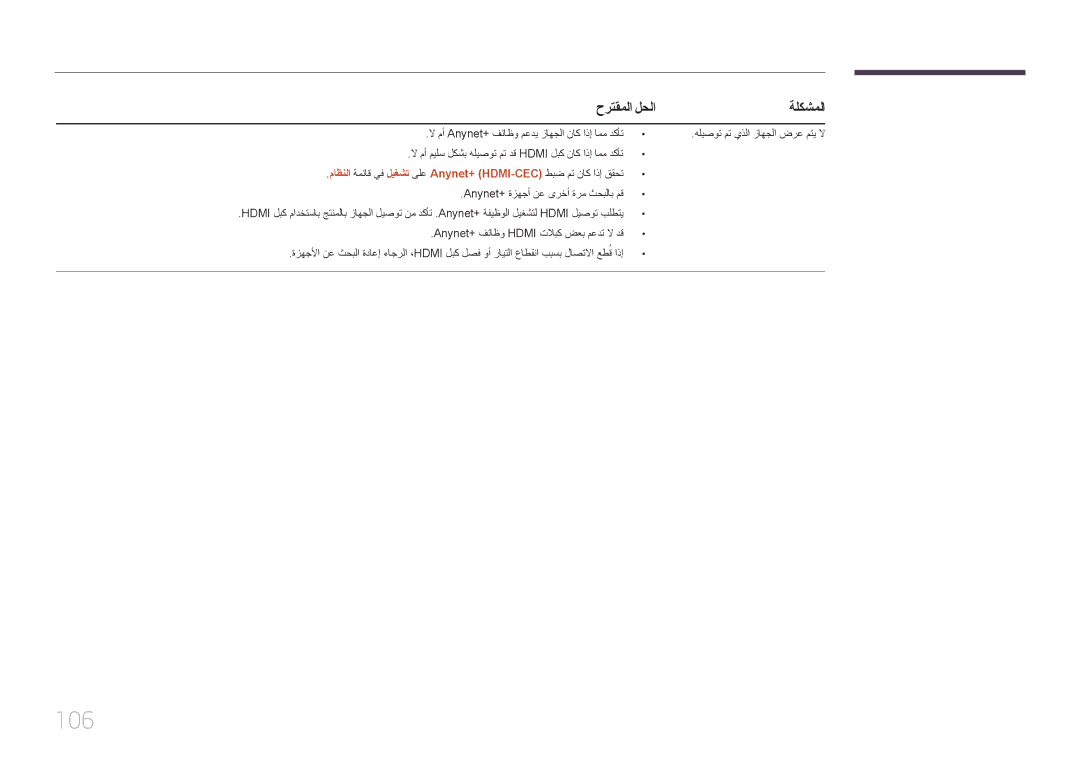 Samsung LH46OHDPKBC/UE manual 106, ماظنلا‎ 