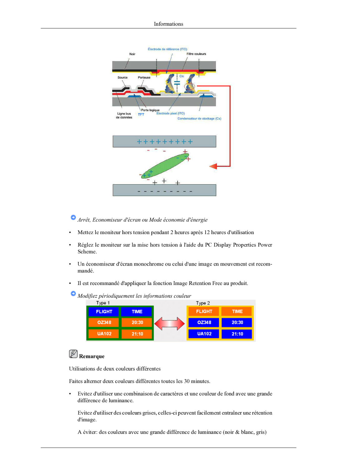 Samsung LH46OLBPPGC/EN manual Modifiez périodiquement les informations couleur 