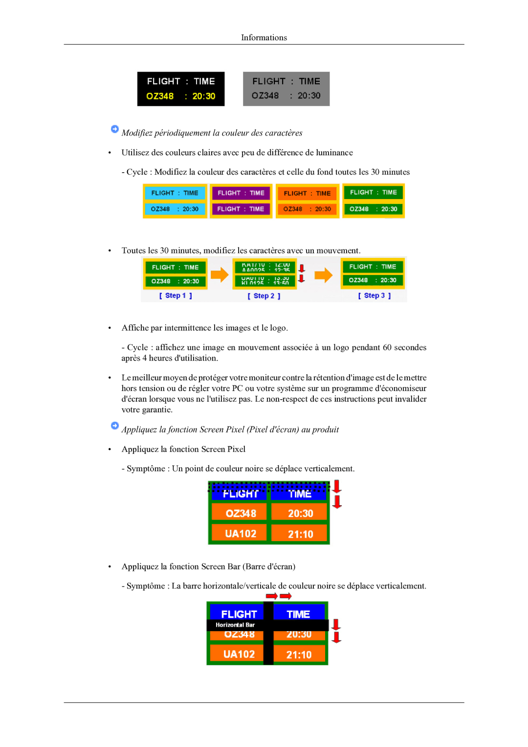 Samsung LH46OLBPPGC/EN manual Modifiez périodiquement la couleur des caractères 