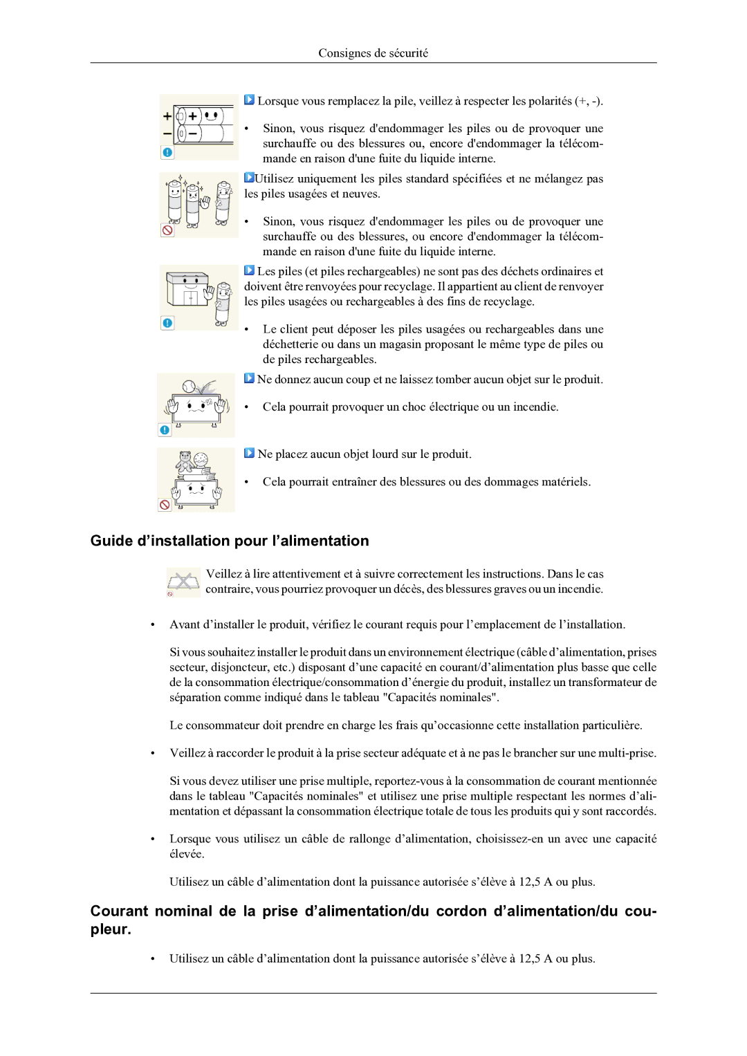 Samsung LH46OLBPPGC/EN manual Guide d’installation pour l’alimentation 