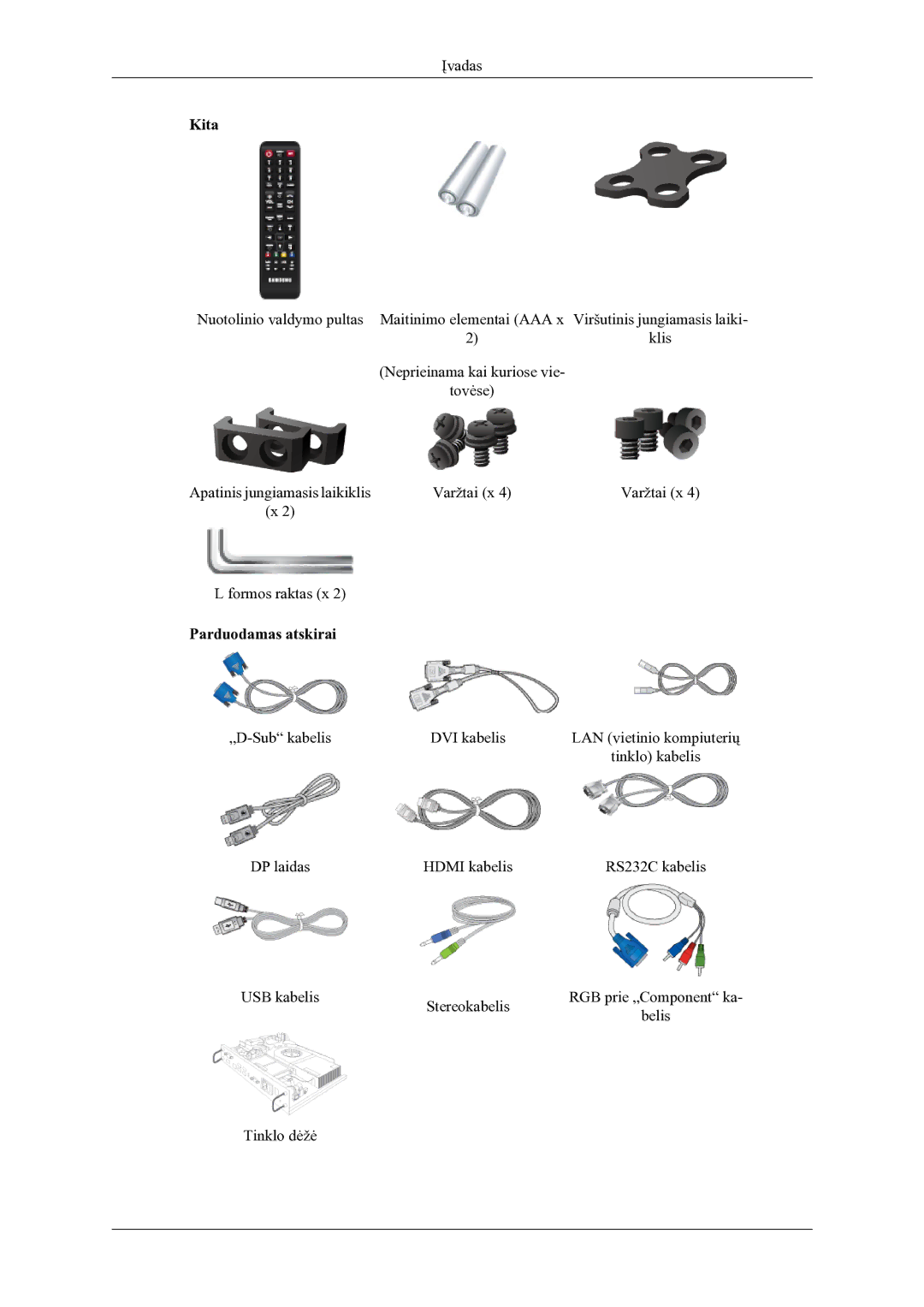 Samsung LH46OLBPPGC/EN manual Kita, Parduodamas atskirai 