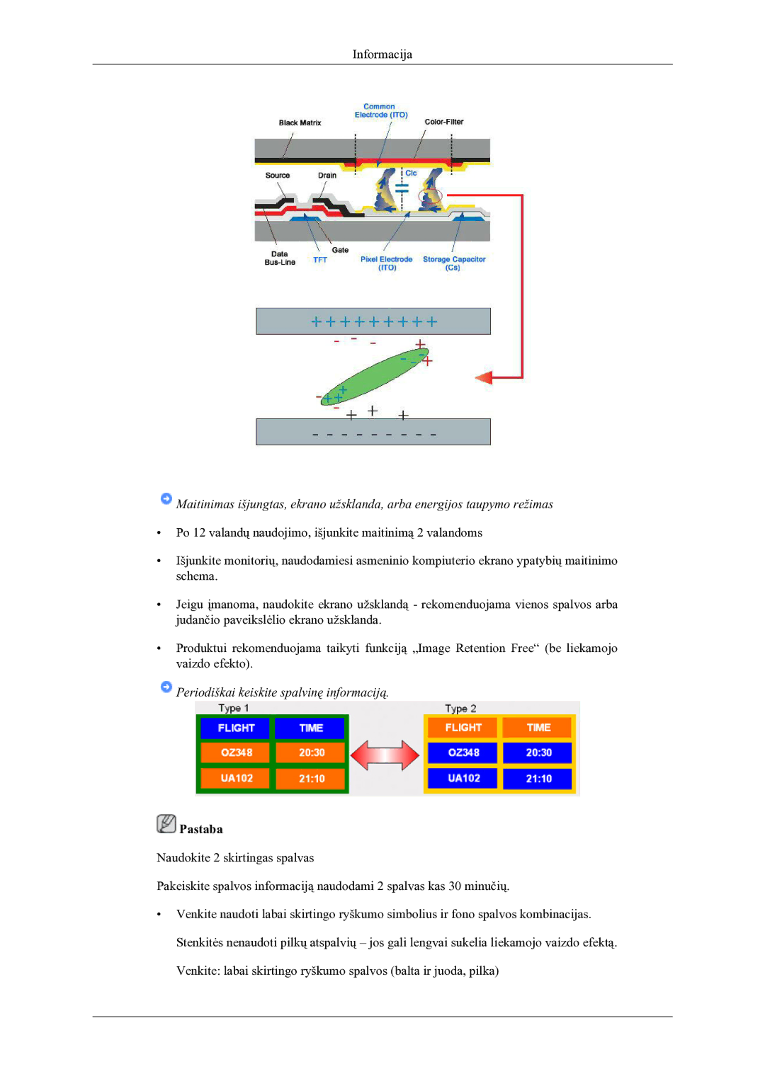 Samsung LH46OLBPPGC/EN manual Periodiškai keiskite spalvinę informaciją 