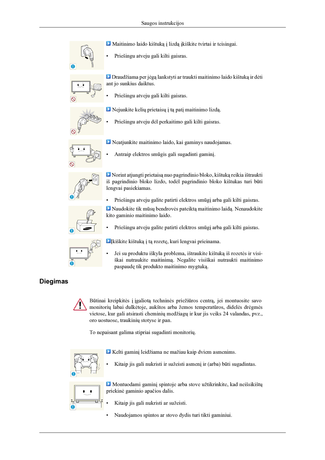 Samsung LH46OLBPPGC/EN manual Diegimas 