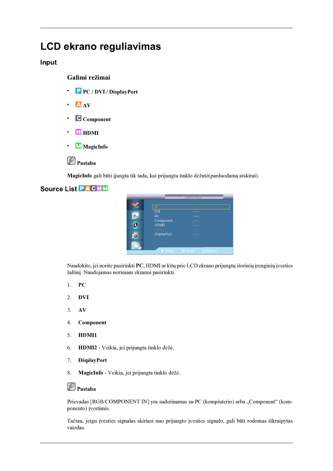 Samsung LH46OLBPPGC/EN manual Input, Source List 