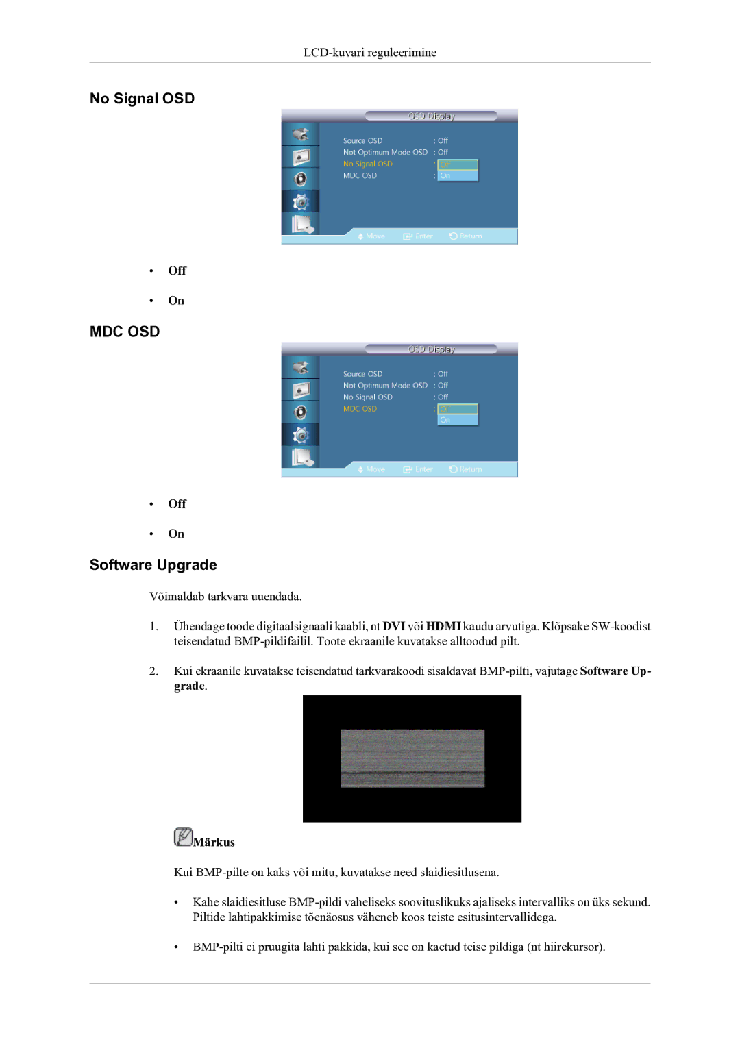 Samsung LH46OLBPPGC/EN manual No Signal OSD, Software Upgrade 