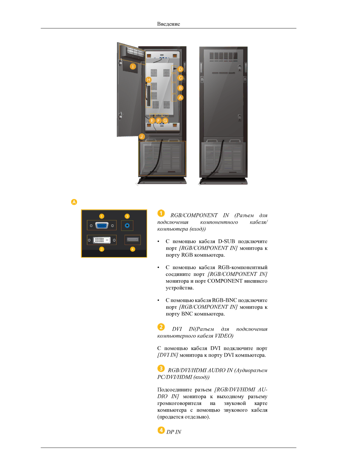 Samsung LH46OLBPPGC/EN manual DVI INРазъем для подключения компьютерного кабеля Video 