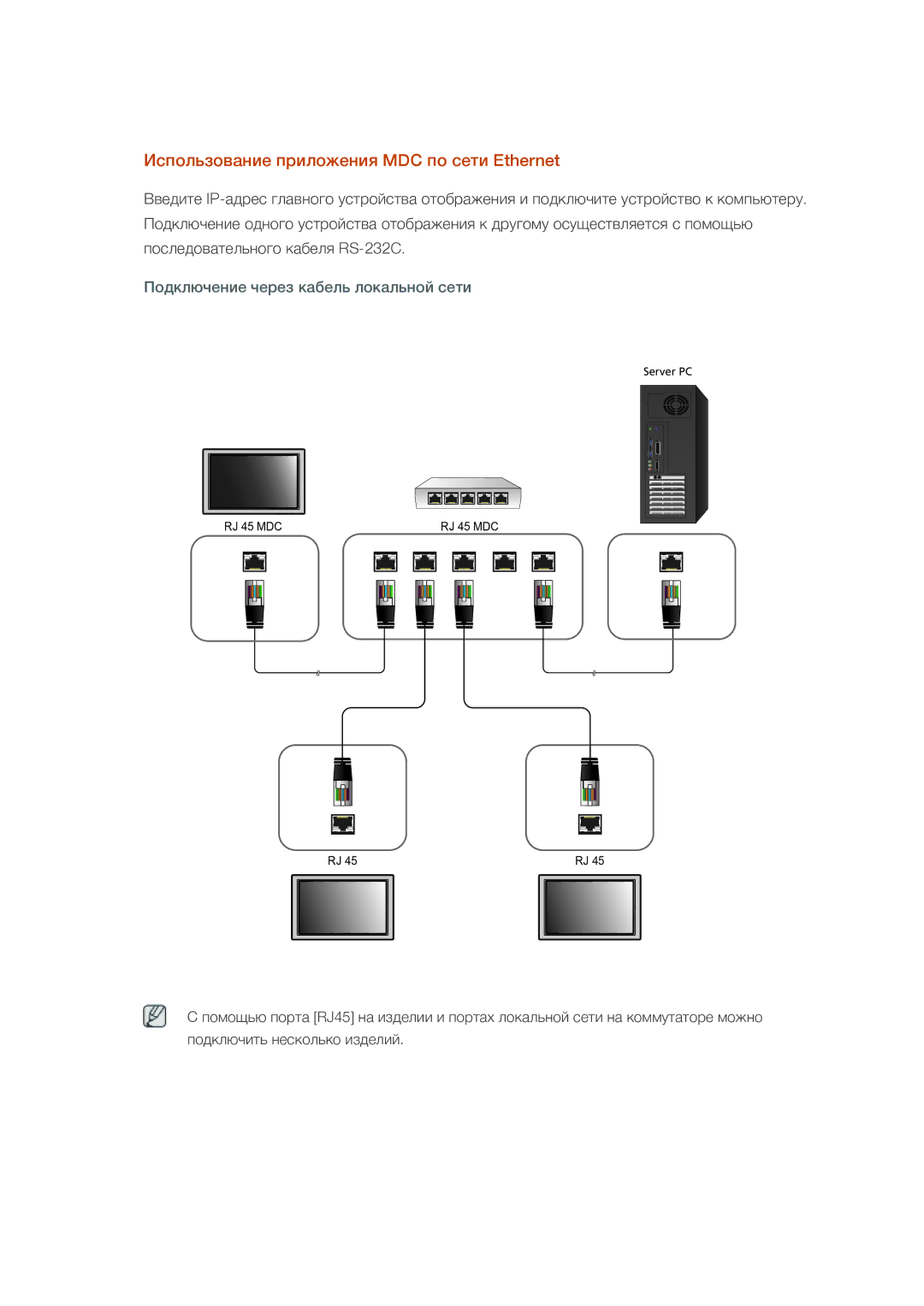 Samsung LH46OLBPPGC/EN manual Использование приложения MDC по сети Ethernet 