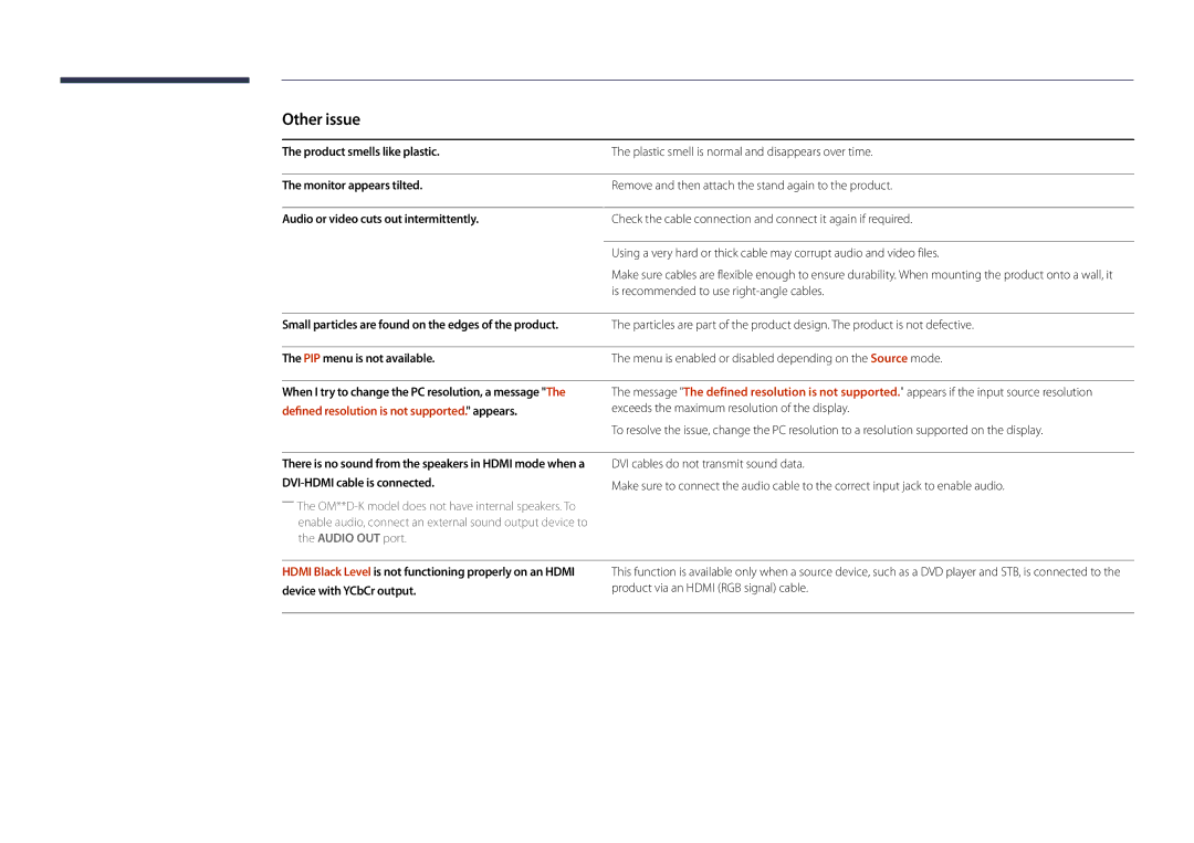 Samsung LH75OMDPWBC/EN, LH46OMDPWBC/EN, LH75OMDPKBC/EN, LH55OMDPWBC/EN, LH46OMDPKBC/EN Other issue, PIP menu is not available 