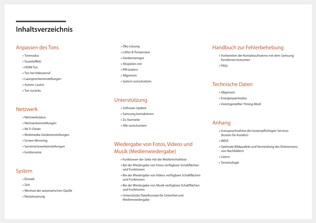 Samsung LH55OMDPWBC/EN, LH46OMDPWBC/EN, LH75OMDPWBC/EN, LH75OMDPKBC/EN, LH46OMDPKBC/EN, LH55OMDPKBC/EN manual Unterstützung 