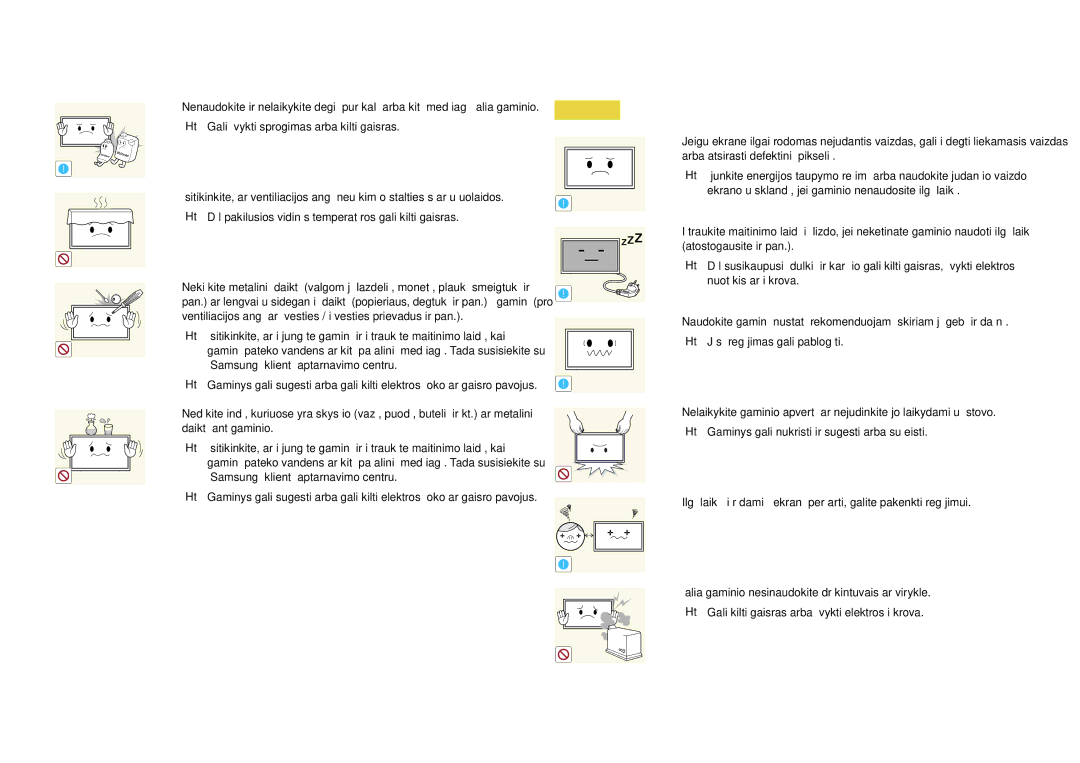 Samsung LH46OMDPKBC/EN, LH46OMDPWBC/EN, LH75OMDPWBC/EN manual Ventiliacijos angą ar įvesties / išvesties prievadus ir pan 