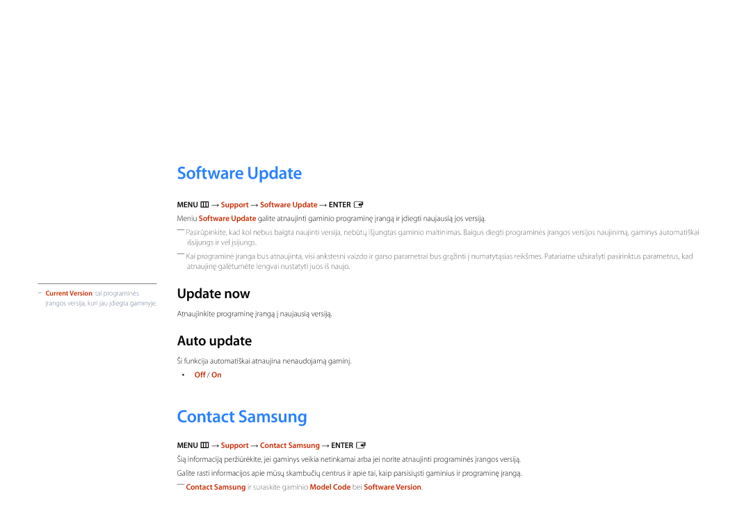 Samsung LH55OMDPWBC/EN, LH46OMDPWBC/EN, LH75OMDPWBC/EN manual Software Update, Contact Samsung, Update now, Auto update 