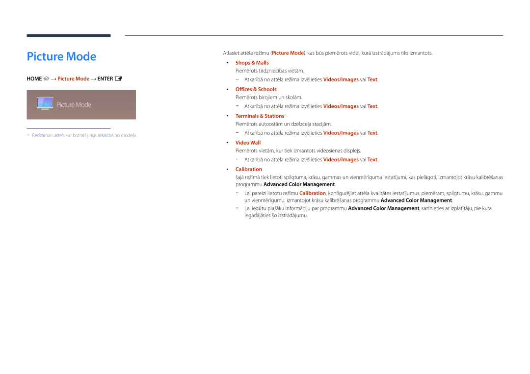 Samsung LH75OMDPWBC/EN, LH46OMDPWBC/EN, LH75OMDPKBC/EN, LH55OMDPWBC/EN, LH46OMDPKBC/EN, LH55OMDPKBC/EN manual Picture Mode 