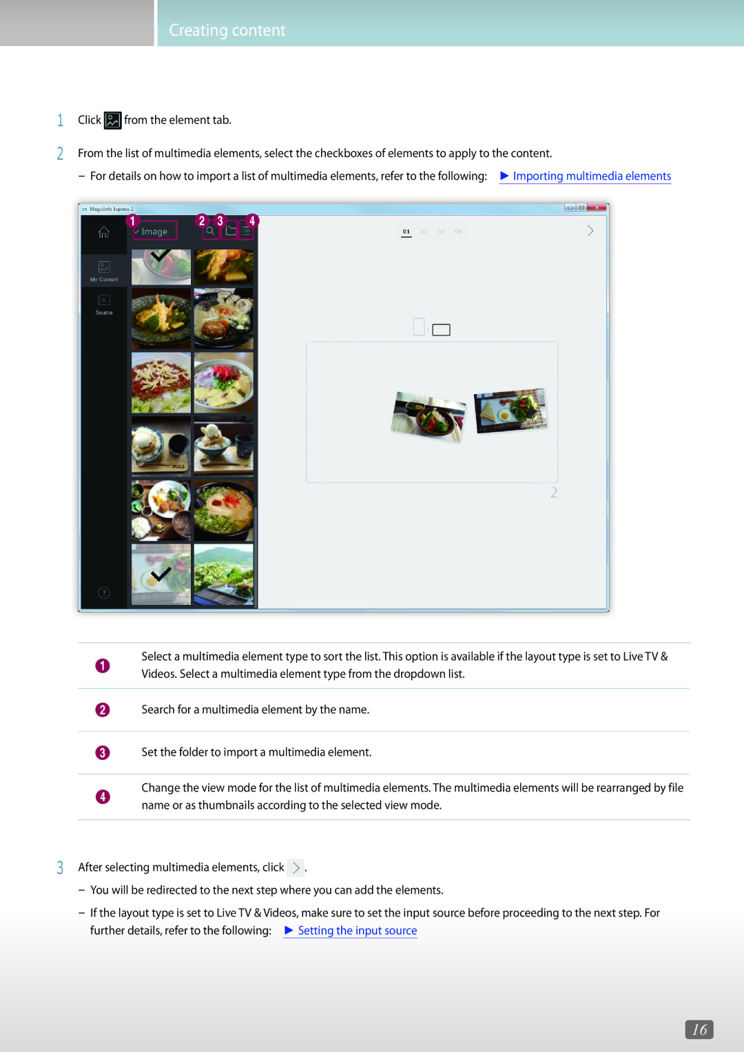 Samsung LH65QMHPLGC/EN, LH46OMFPWBC/EN, LH55OMFPWBC/EN, LH75QBHRTBC/EN, LH65QBHRTBC/EN manual Click From the element tab 