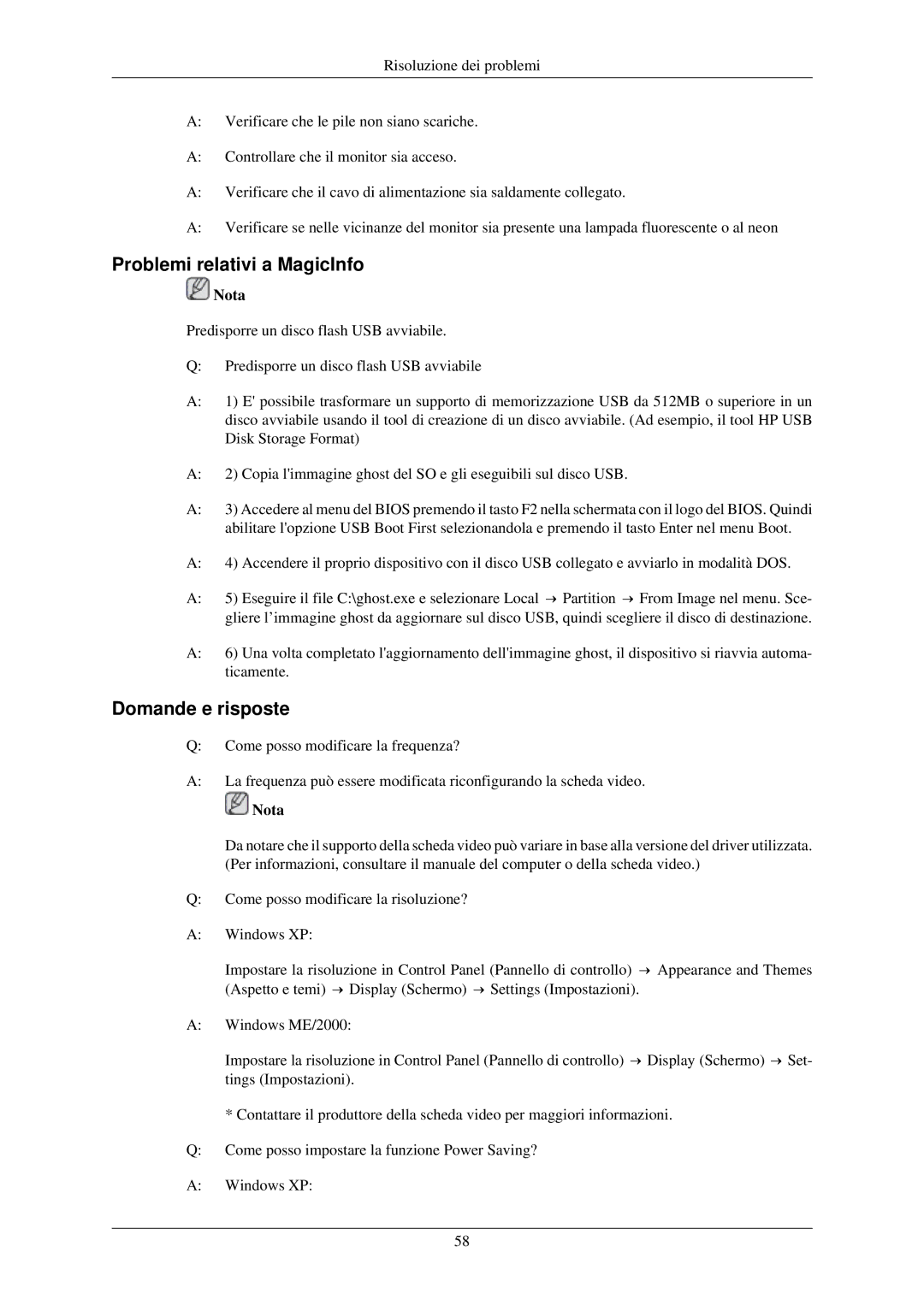 Samsung LH46OUTQGF/EN manual Problemi relativi a MagicInfo, Domande e risposte 