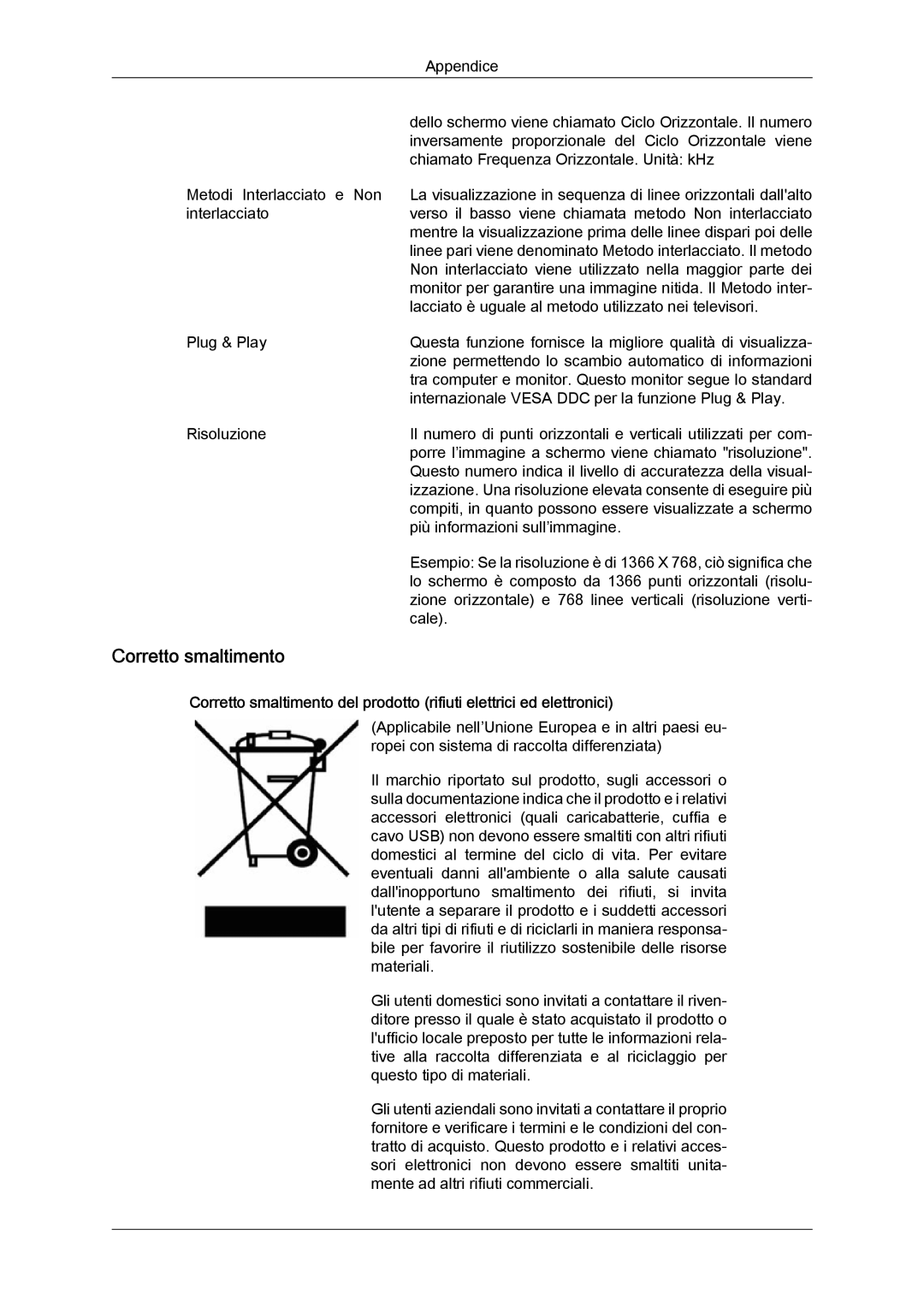 Samsung LH46OUTQGF/EN manual Corretto smaltimento 