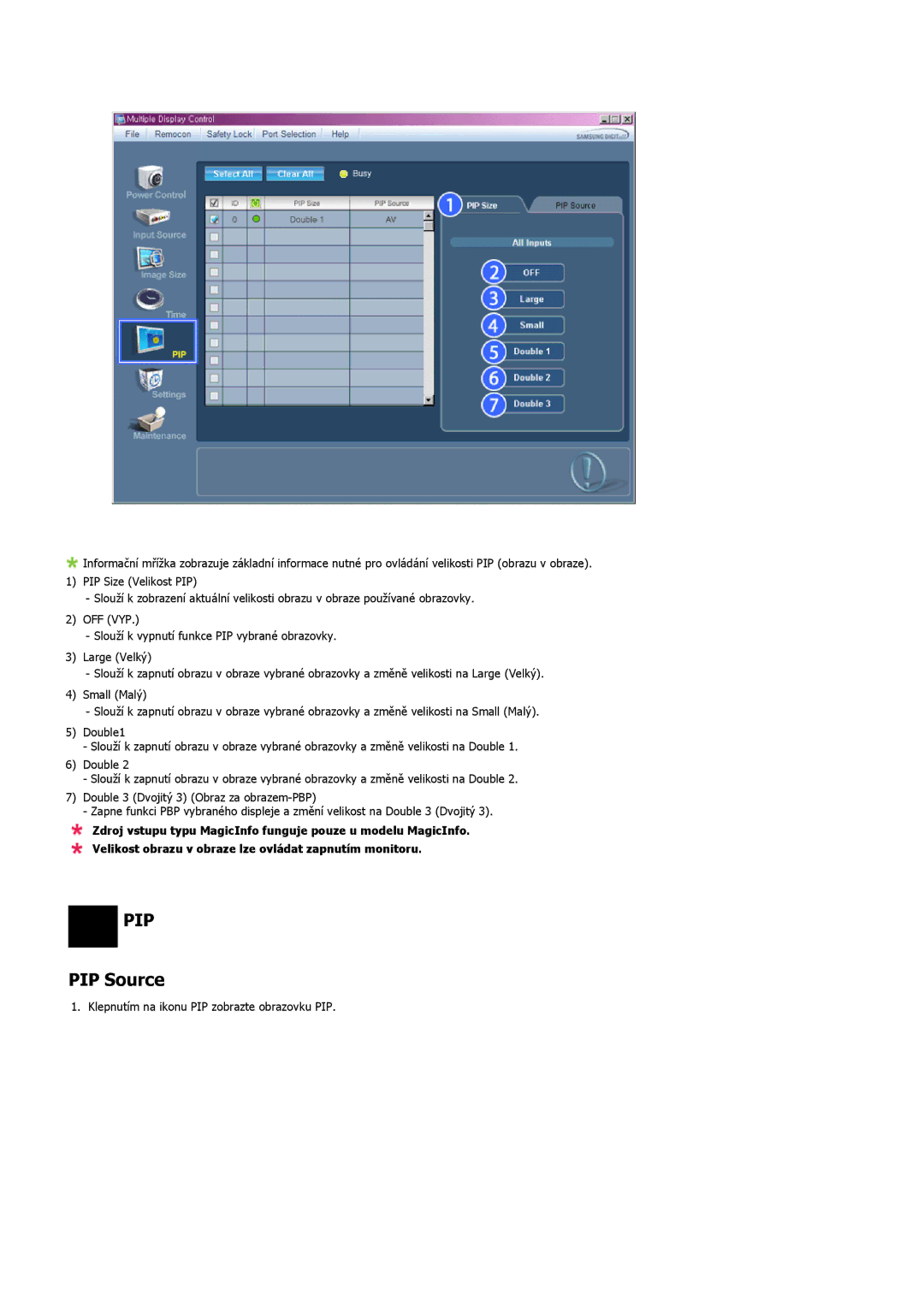 Samsung LH46OUTQGF/EN manual PIP Source 