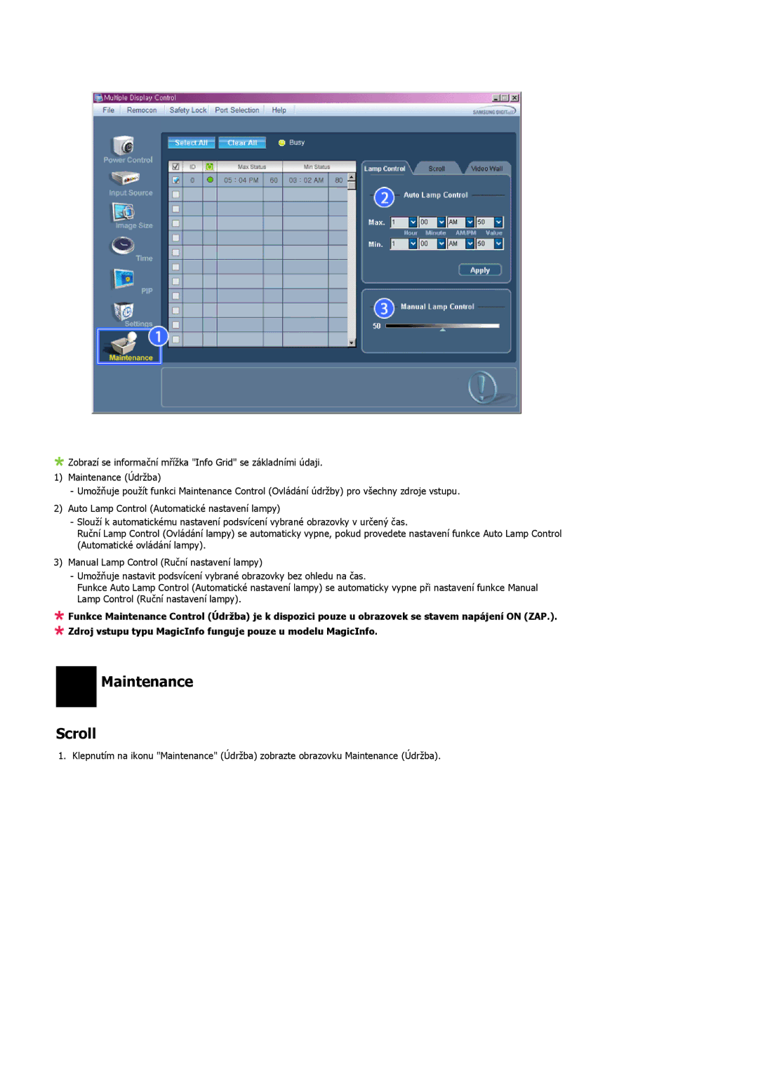 Samsung LH46OUTQGF/EN manual Maintenance Scroll 