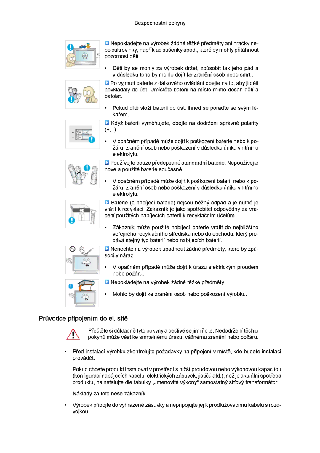 Samsung LH46OUTQGF/EN manual Průvodce připojením do el. sítě 