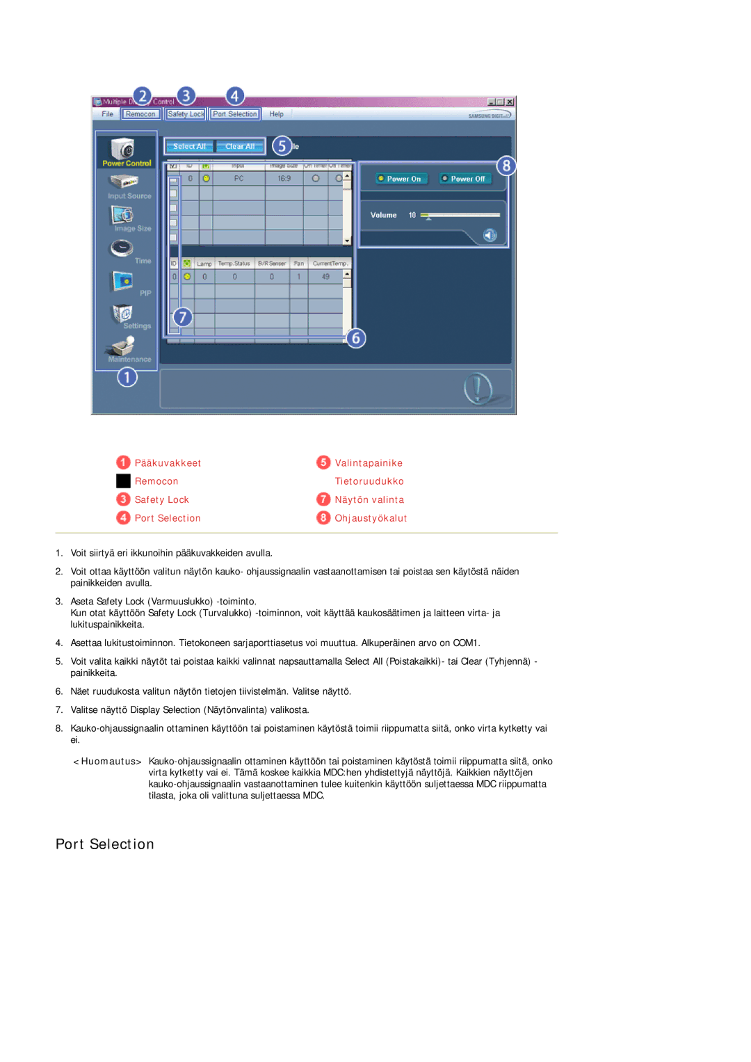 Samsung LH46OUTQGF/EN manual Port Selection 