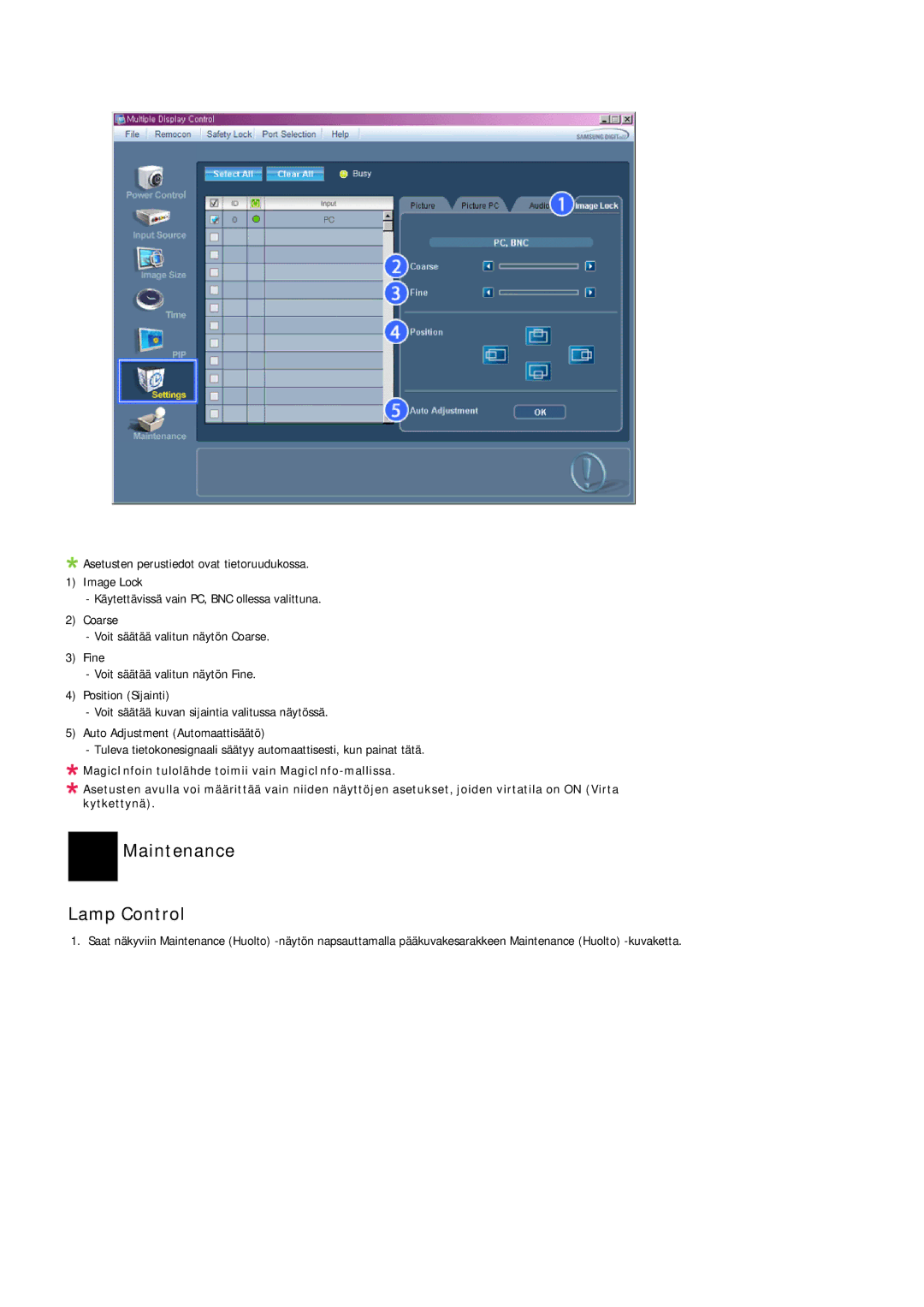 Samsung LH46OUTQGF/EN manual Maintenance Lamp Control 