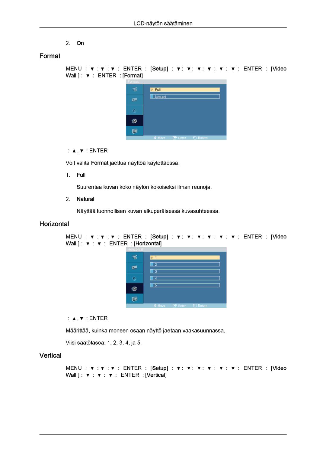 Samsung LH46OUTQGF/EN manual Format, Horizontal, Vertical, Full, Natural 