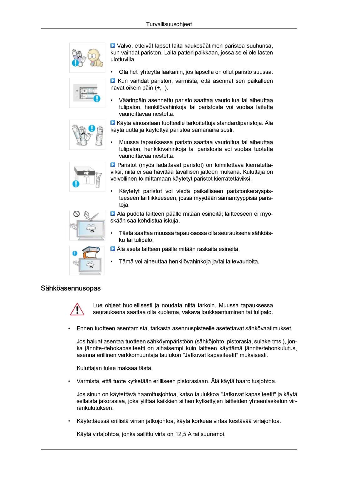 Samsung LH46OUTQGF/EN manual Sähköasennusopas 