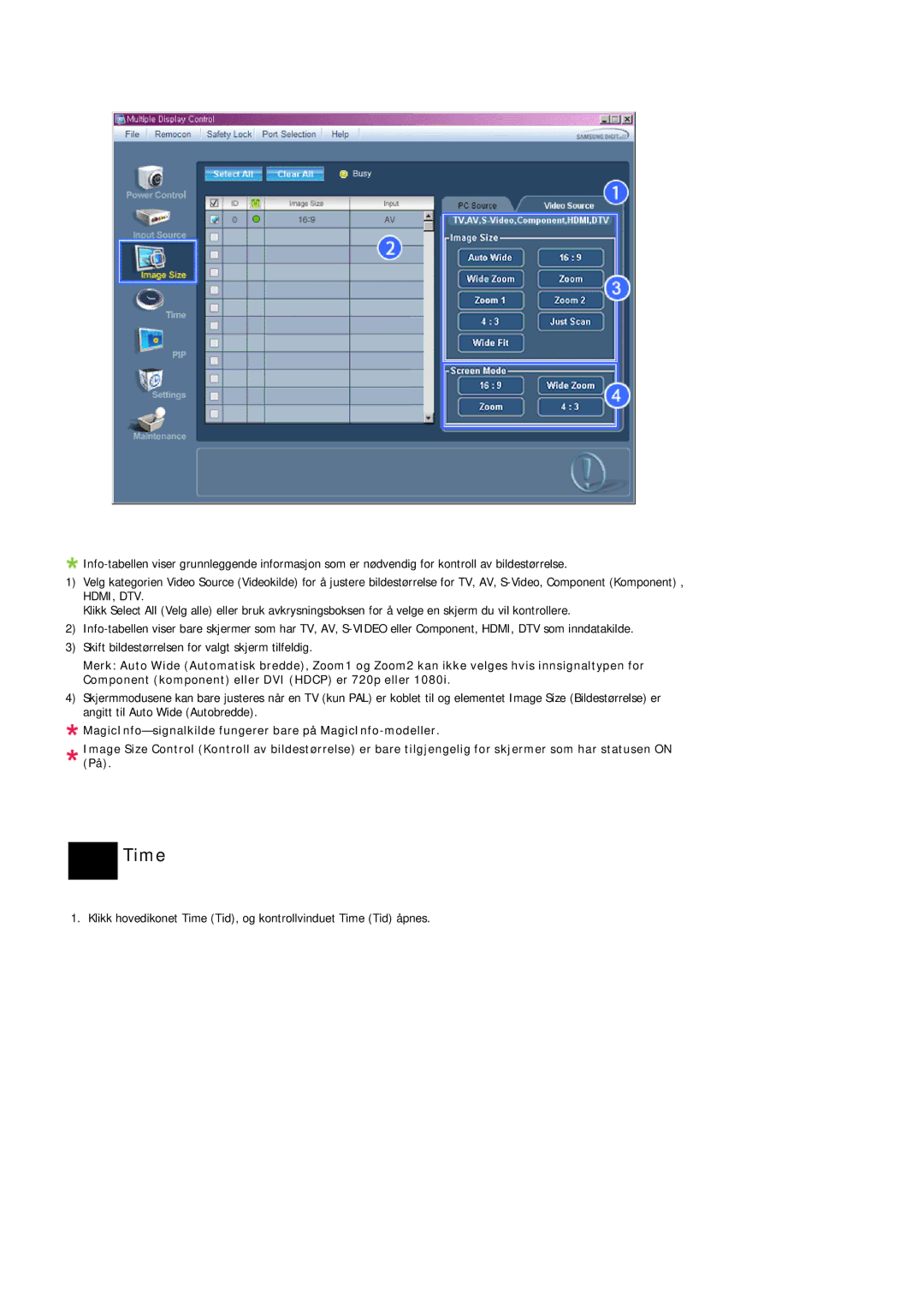 Samsung LH46OUTQGF/EN manual Time 