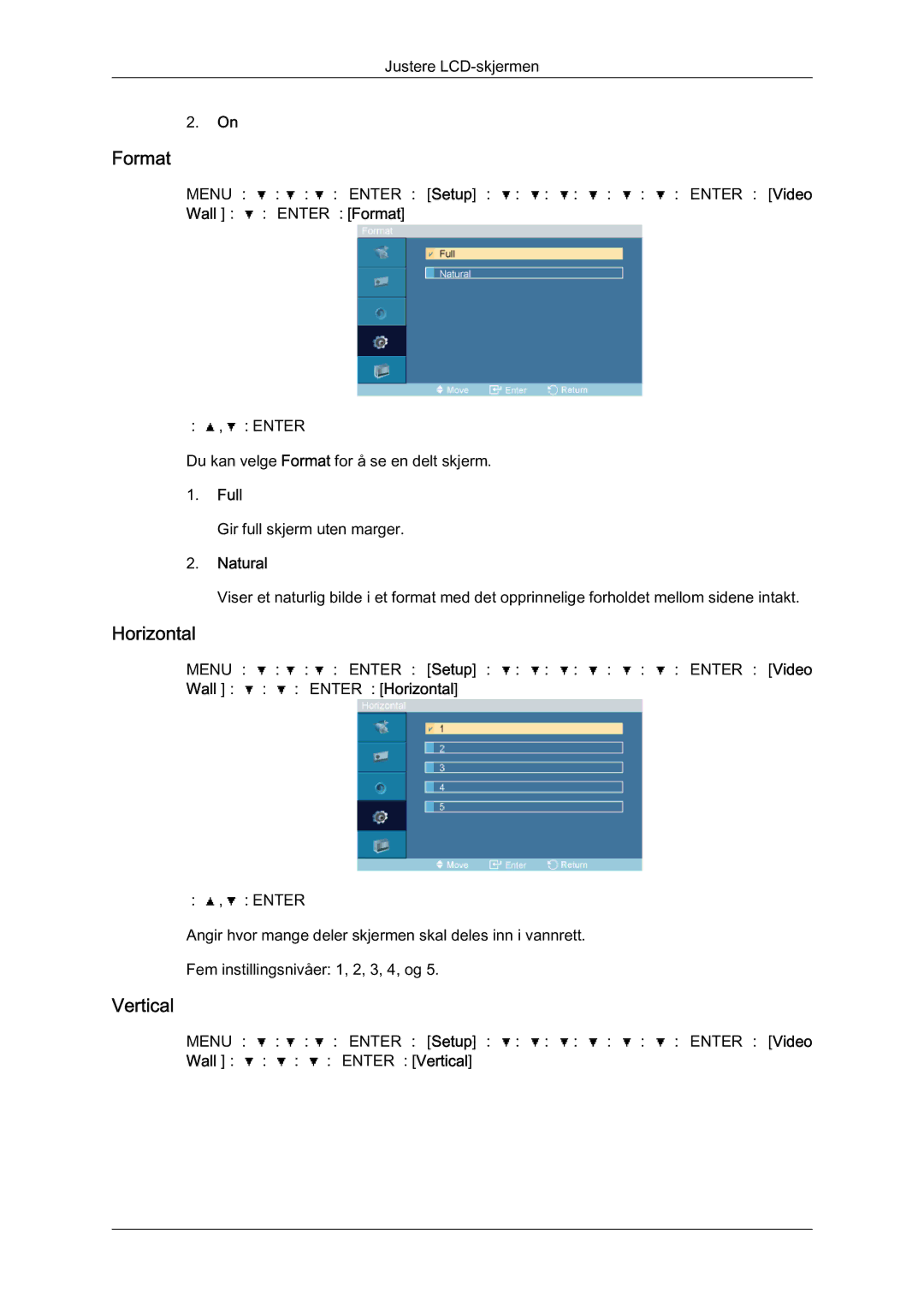 Samsung LH46OUTQGF/EN manual Format, Horizontal, Vertical, Full, Natural 