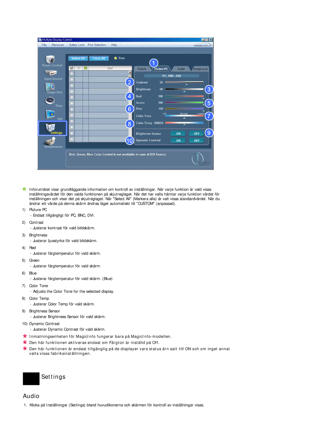 Samsung LH46OUTQGF/EN manual Settings Audio 