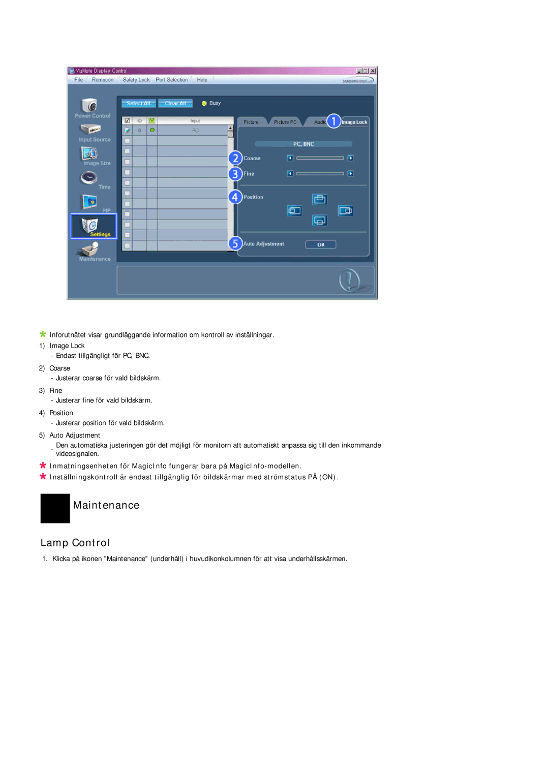 Samsung LH46OUTQGF/EN manual Maintenance Lamp Control 