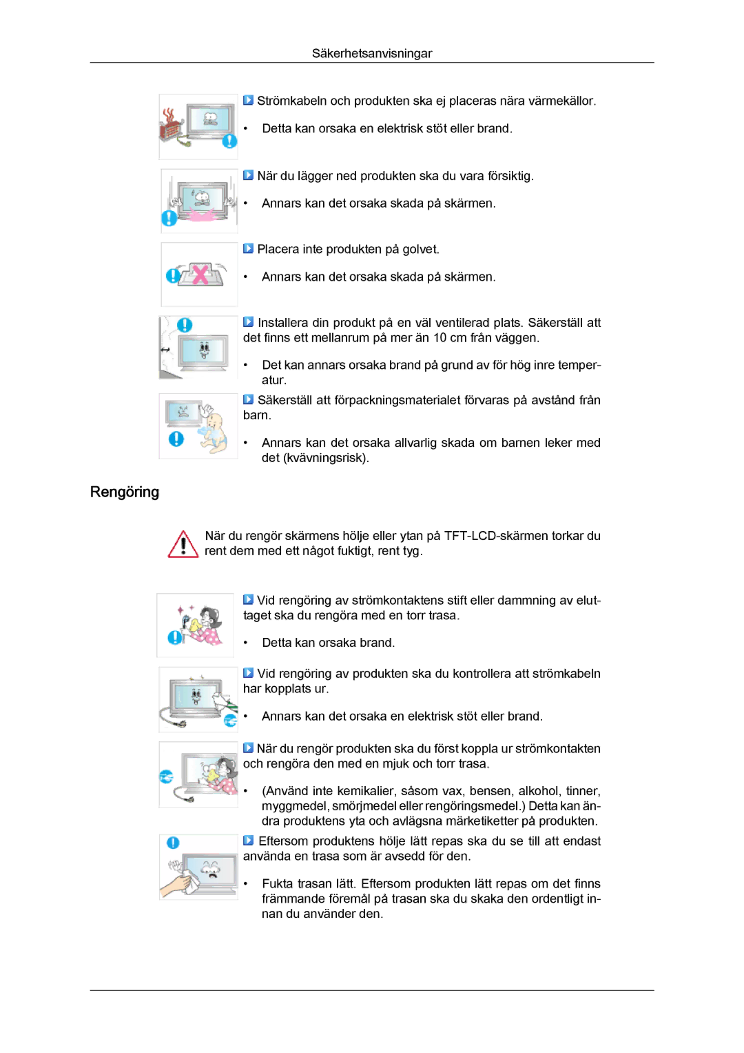 Samsung LH46OUTQGF/EN manual Rengöring 