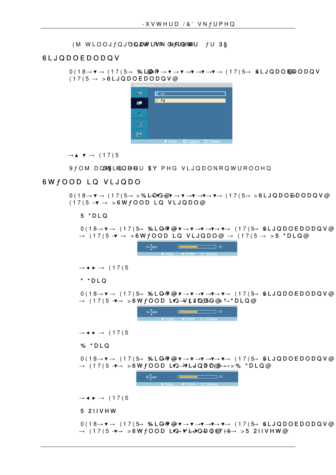 Samsung LH46OUTQGF/EN manual Ställa in signal, Gain, Offset 