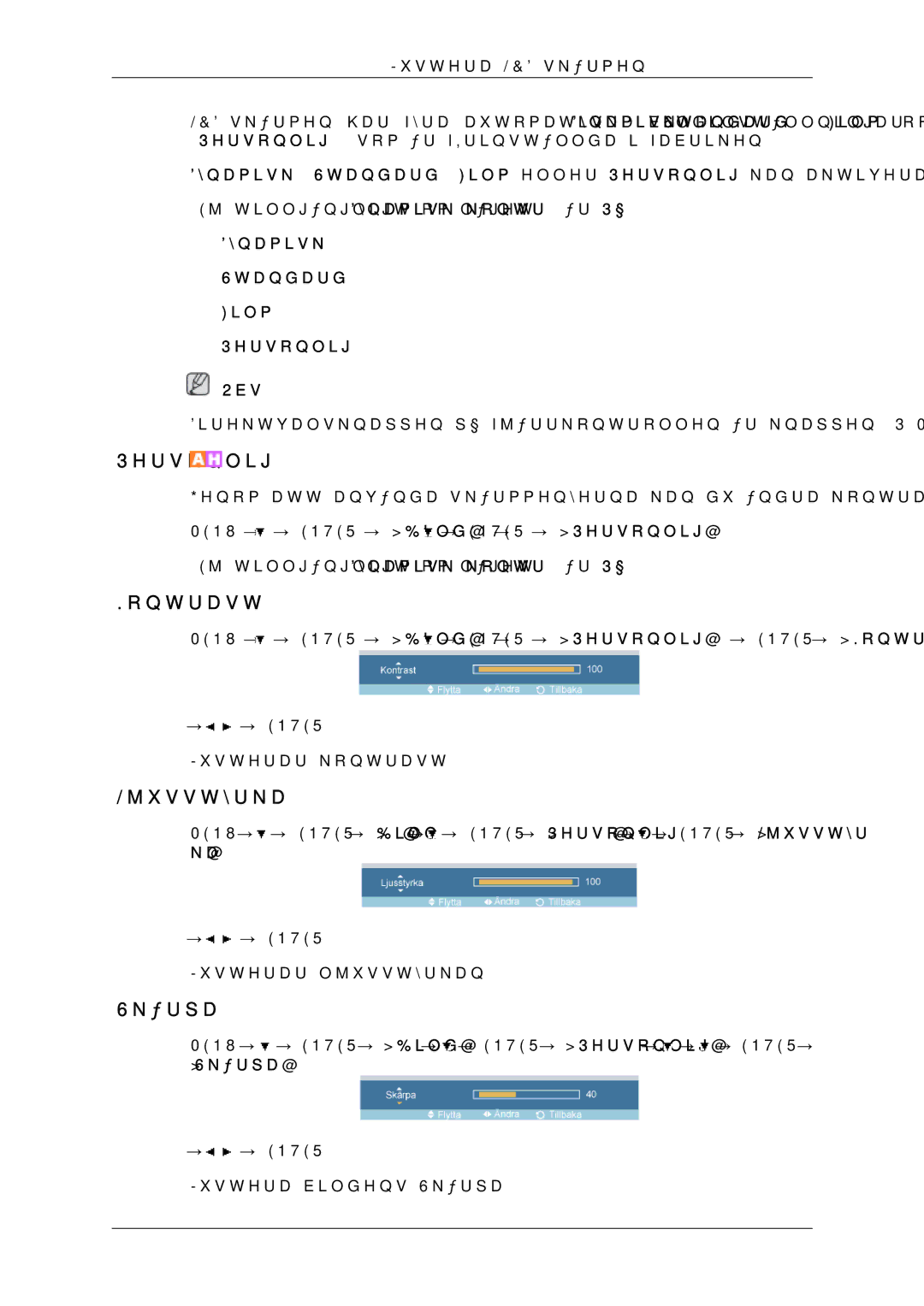 Samsung LH46OUTQGF/EN manual Dynamisk Standard Film Personlig Obs 