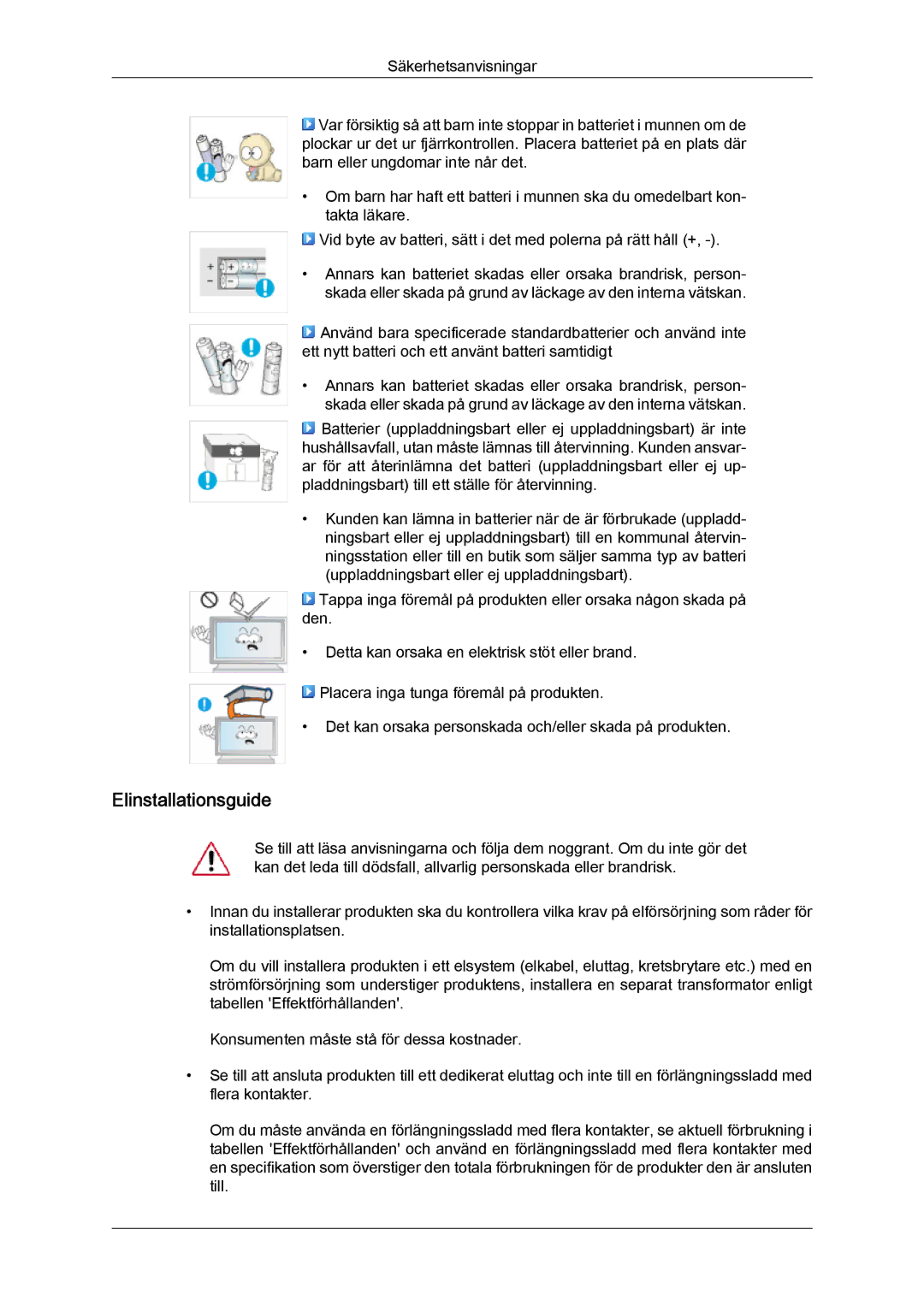 Samsung LH46OUTQGF/EN manual Elinstallationsguide 