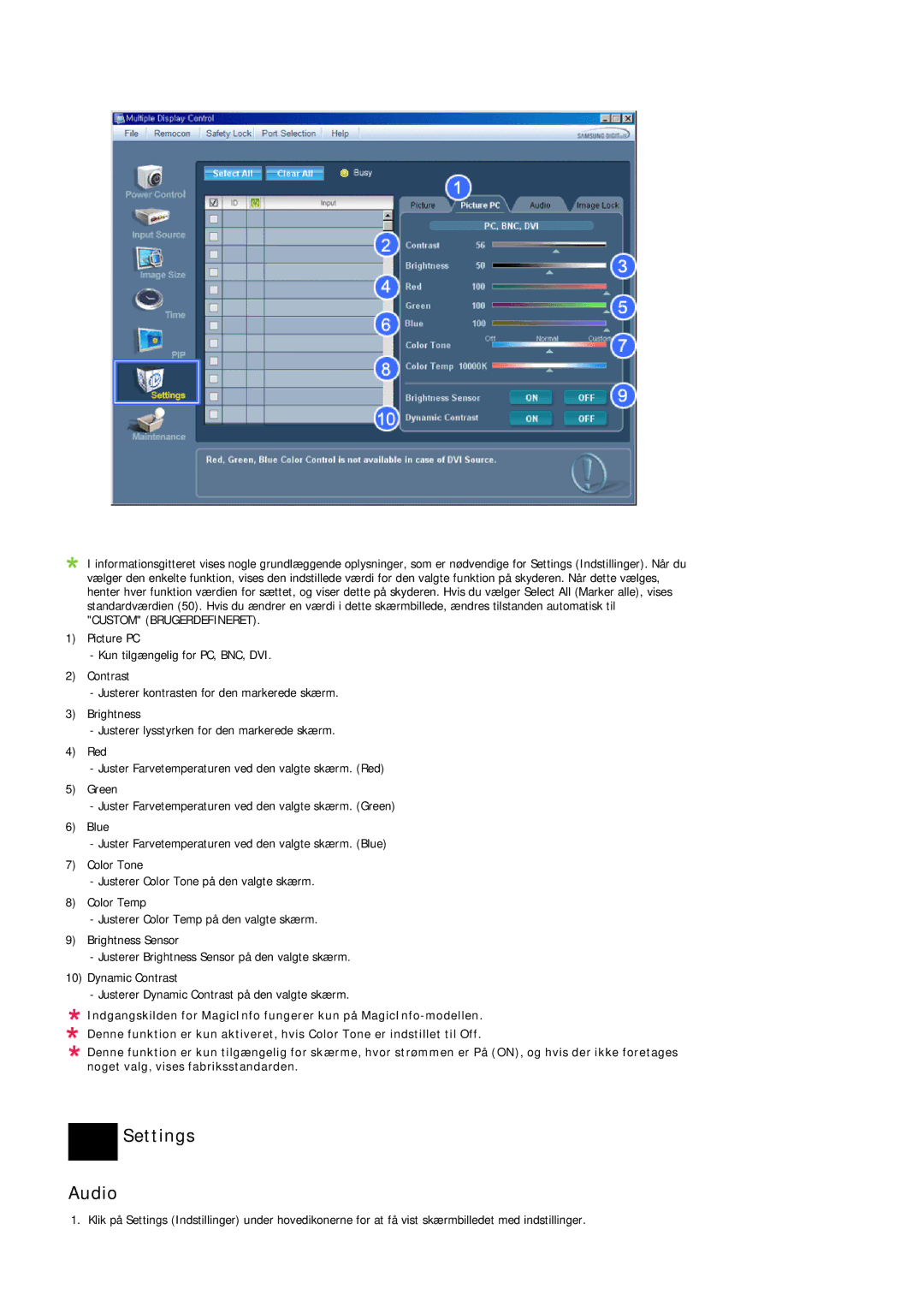 Samsung LH46OUTQGF/EN manual Settings Audio 