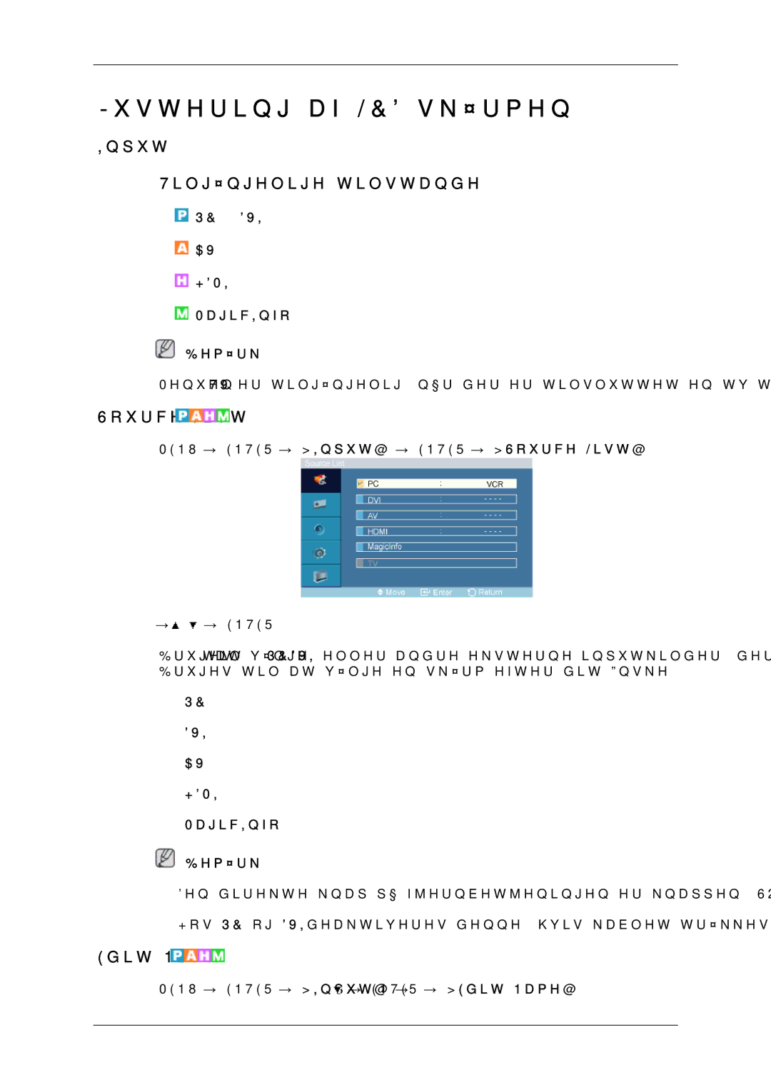 Samsung LH46OUTQGF/EN manual Input Tilgængelige tilstande, Source List, Edit Name 